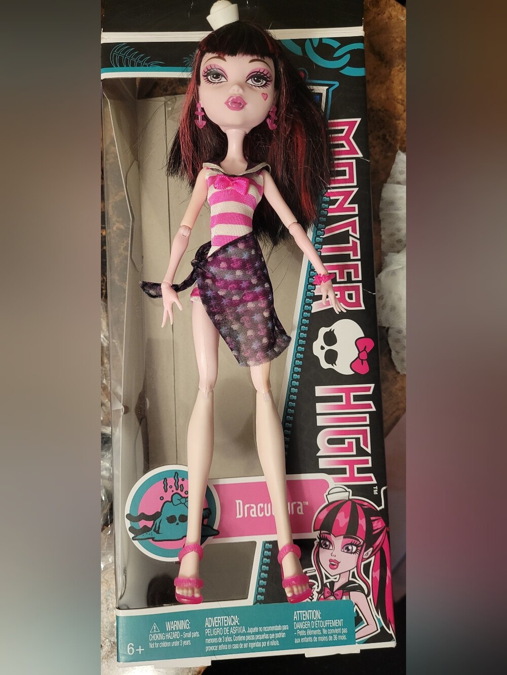 G1 Monster High Draculaura Skull Shores Complete With Box ,Card & Drink